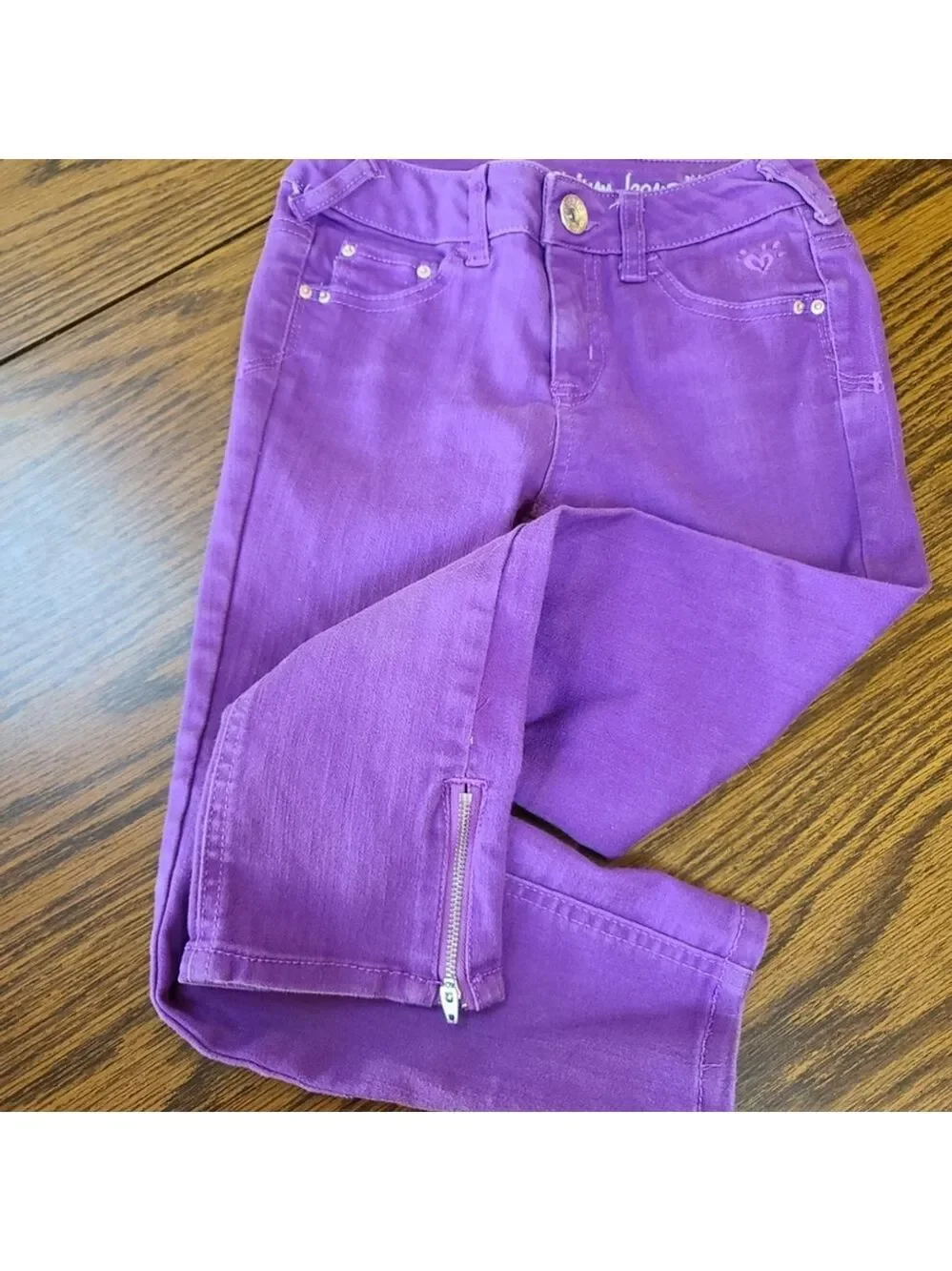 Justice Purple Girls Jeans 10R Ankle Zipper